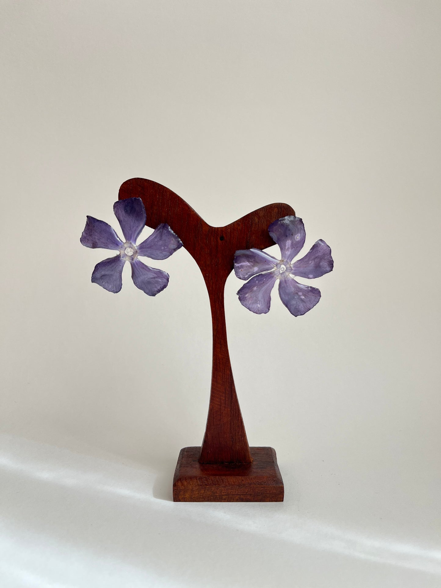 Vinca morada, pendientes.