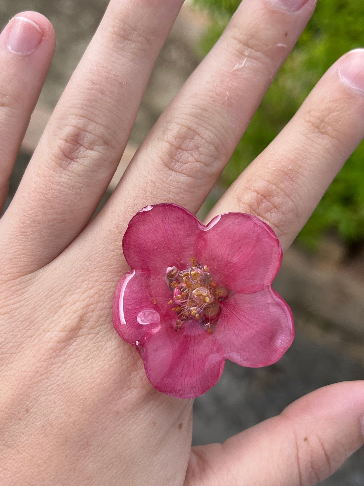 Flor rosa: anillo