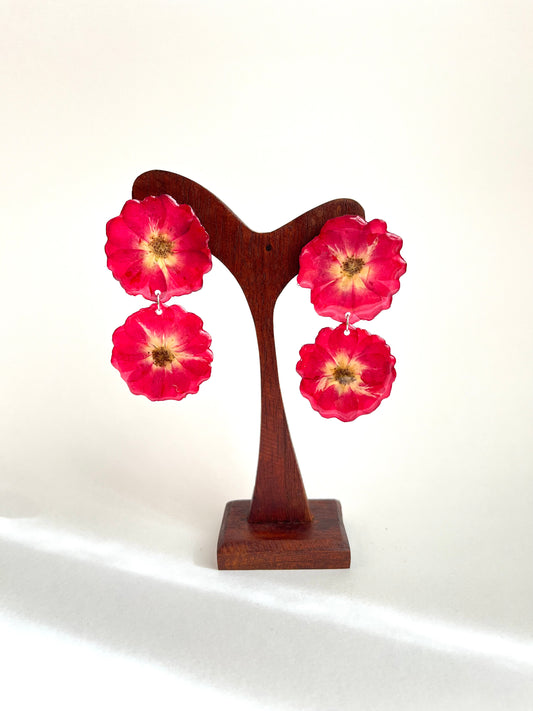 Rosa mini dobles, pendientes.